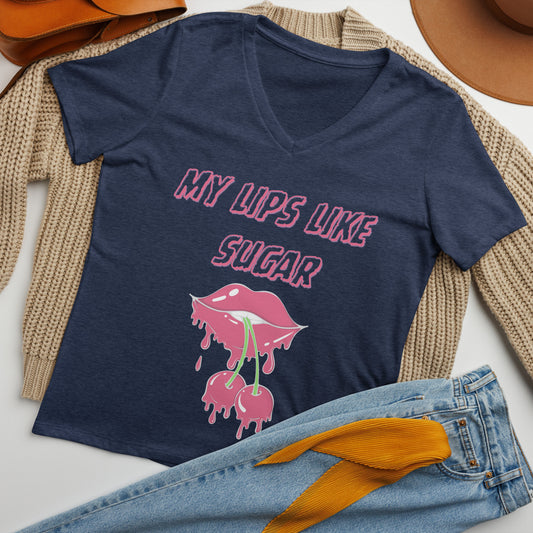 Lips Like Sugar relaxed V-neck T-Shirt